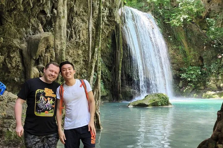 Private Tour: Kanchanaburi Erawan Waterfall, Bamboo Rafting with Thai-Burma Death Railway Tour from Bangkok